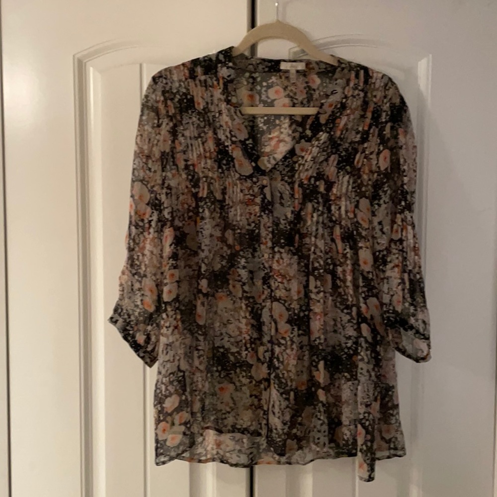 Joie long sleeve floral top with button details.